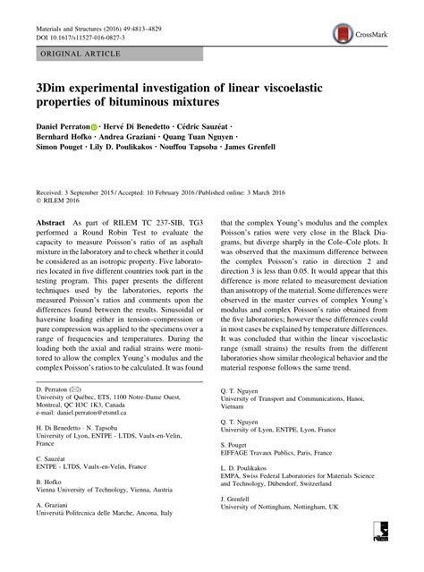 Influence of Specimen Geometries on the Viscoelastic Properties 